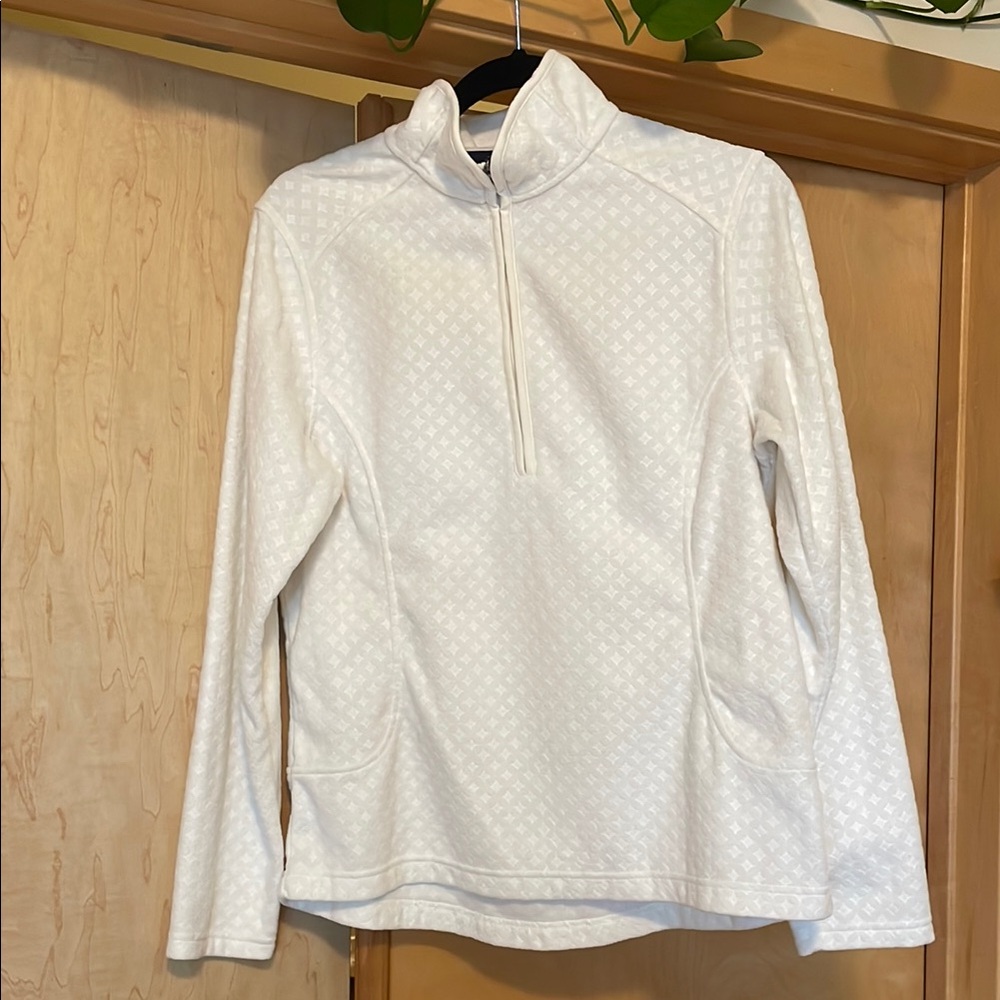Lands' End Cream Textured Pullover